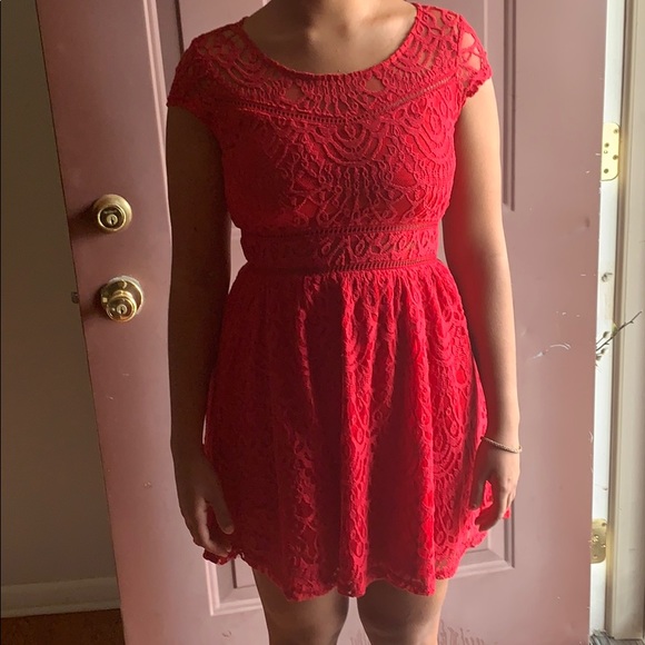 H&M red lace dress size6 - Picture 7 of 8